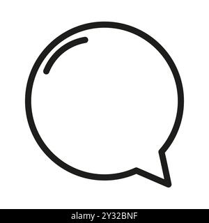 Icona a forma di fumetto. Design con contorno nero. Stile vettoriale minimalista. Sfondo bianco. Illustrazione Vettoriale