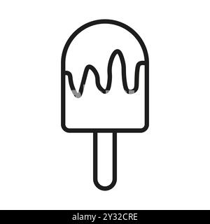 Contorno dell'icona di Popsicle. Gelato su bastoncino. Simbolo minimalista del dessert. Illustrazione vettoriale. Illustrazione Vettoriale