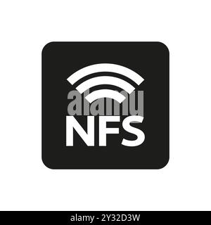 Illustrazione dell'icona NFC. Simbolo della tecnologia senza contatto. Immagine della comunicazione wireless. Segno di pagamento vettoriale. Illustrazione Vettoriale