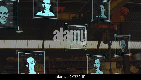 Immagine dell'elaborazione dei dati biometrici delle foto nel magazzino Foto Stock