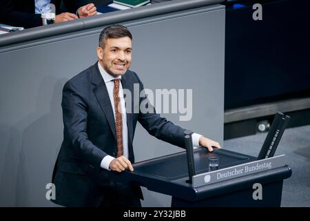 Berlino, Germania. 12 settembre 2024. Konstantin Kuhle, FDP, registrato durante un discorso sulla sicurezza interna nel Bundestag tedesco a Berlino, il 12 settembre 2024. Credito: dpa/Alamy Live News Foto Stock