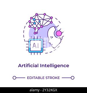 Icona del concetto di intelligenza artificiale multicolore Illustrazione Vettoriale