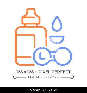 Icona della linea a due colori per la cura delle lenti a contatto Illustrazione Vettoriale