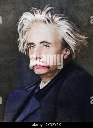 Edvard Hagerup Grieg 1843-1907, norwegischer Komponist. Nach einer fotografie., Historisch, digital restaurierte Reproduktion von einer Vorlage aus de Foto Stock