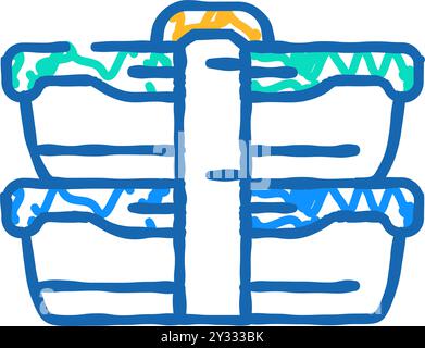 illustrazione a forma di doodle con l'icona del doppio portavivande Illustrazione Vettoriale