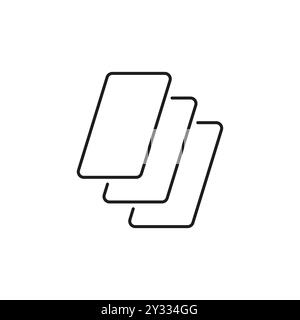 Icona carta sovrapposta. Semplici fogli stratificati. Simbolo documento minimalista. Bianco e nero. Illustrazione Vettoriale