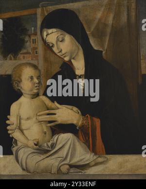 Bartolomeo Cincani (1450-1523), noto come montagna. Pittore rinascimentale italiano. Madonna col bambino, 1480-1490. Olio su pannello di legno (64 x 53 cm). Pinacoteca Castello Sforzesco, Milano, Italia. Foto Stock