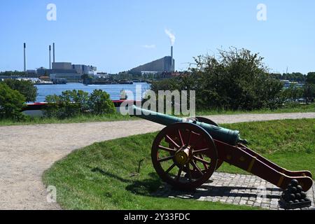 Copenaghen, Danimarca - 1 agosto 2024: Amager Bakke, noto anche come Amager Slope o Copenhill, è un impianto combinato di produzione di energia elettrica e di calore Foto Stock