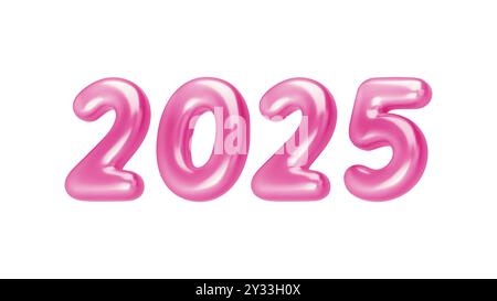 Illustrazione vettoriale dei numeri delle bollature 3D rosa 2025. Design lucido e brillante per festeggiamenti di Capodanno, eventi festivi e progetti creativi. Perfetto per Illustrazione Vettoriale