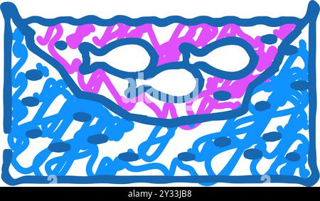 illustrazione a forma di doodle con l'icona del pesce dello stagno Illustrazione Vettoriale