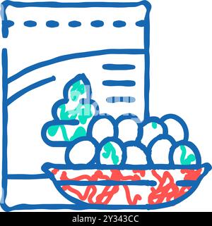 illustrazione del doodle con l'icona dei dadi Illustrazione Vettoriale