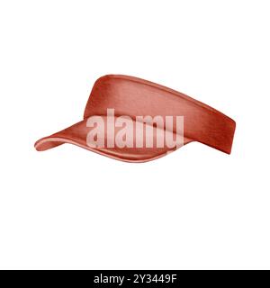 Visiera parasole realistica, copricapo sportivo per proteggere gli occhi dal sole. Copricapo di base per tennis, golf, fitness. Clip art ad acquerello su sfondo bianco Foto Stock
