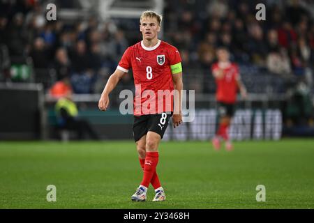 LUTON, INGHILTERRA - SETTEMBRE 09: Matthias Braunoder dell'Austria durante l'amichevole internazionale U21 tra Inghilterra e Austria a Kenilworth Roa Foto Stock