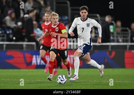 LUTON, INGHILTERRA - SETTEMBRE 09: Matthias Braunoder, Hayden Hackney durante l'amichevole internazionale U21 tra Inghilterra e Austria a Kenilwort Foto Stock