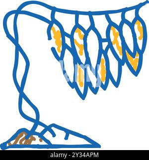 illustrazione doodle icona delle alghe macrocystis Illustrazione Vettoriale