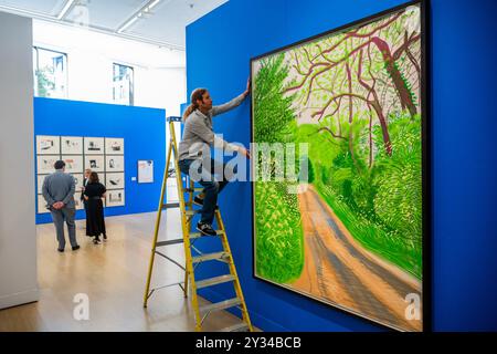 Londra, Regno Unito. 12 settembre 2024. The Arrival of Spring in Woldgate, East Yorkshire nel 2011 (ventiundici) - 16 maggio 2011, stima: £280.000 - 400.000 - Phillips, Londra, presenta in anteprima le sue principali attrazioni delle aste di David Hockney e Evening & Day Editions. Sarà aperto al pubblico dal 12 al 19 settembre prima delle aste del 19 e 20 settembre. Crediti: Guy Bell/Alamy Live News Foto Stock