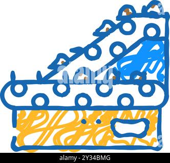 illustrazione a scarabocchio dell'icona del trasportatore a nastro di smistamento Illustrazione Vettoriale