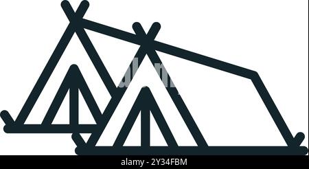 Semplice icona di una tenda da campeggio, perfetta per rappresentare le attività all'aperto Illustrazione Vettoriale