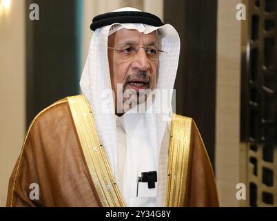 Riyadh, Arabia Saudita. 11 settembre 2024. Khalid al-Falih, ministro degli investimenti dell'Arabia Saudita, parla durante un'intervista con Xinhua a Riyadh, Arabia Saudita, 11 settembre 2024. PER CONCLUDERE CON "intervista: Il ministro saudita evidenzia prospettive promettenti per la cooperazione agli investimenti con la Cina" credito: Wang Dongzhen/Xinhua/Alamy Live News Foto Stock