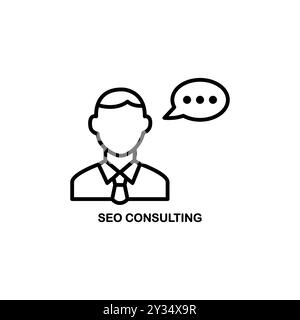 Illustrazione dell'attività di consulenza o progettazione di icone, tratto modificabile Illustrazione Vettoriale