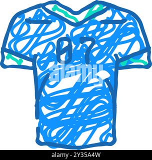 illustrazione a doodle con l'icona dell'abbigliamento in jersey Illustrazione Vettoriale