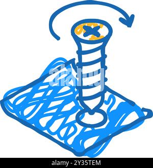 illustrazione a forma di doodle con l'icona del cacciavite a vite per mobili Illustrazione Vettoriale