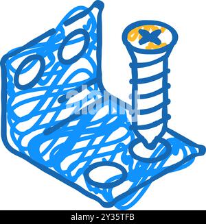 inserire la figura dell'icona del mobile per il montaggio del bullone Illustrazione Vettoriale