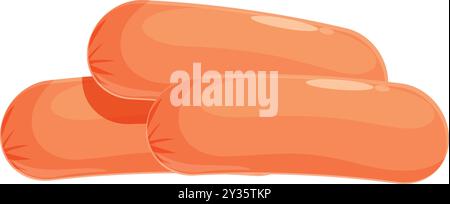 Tre salsicce disposte orizzontalmente impilate insieme formando una forma triangolare Illustrazione Vettoriale