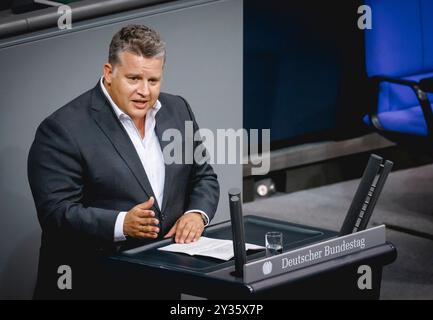 Berlino, Germania. 12 settembre 2024. Carsten Traeger, SDP, durante un discorso al Bundestag tedesco a Berlino, 12 settembre 2024. Credito: dpa/Alamy Live News Foto Stock