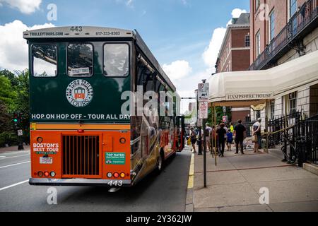 Tour in tram della città vecchia di Boston nel centro di Boston, Massachusetts, Stati Uniti. Foto Stock