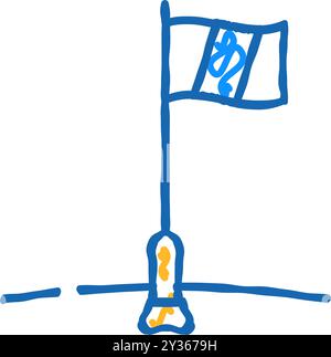 illustrazione a forma di doodle con la bandiera a palo Illustrazione Vettoriale