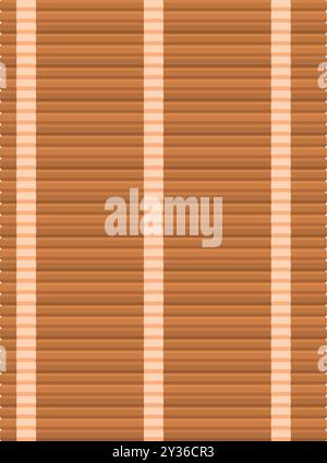 Questo tappetino in bambù a strisce è perfetto per presentare e servire sushi, aggiungendo un tocco di cultura culinaria asiatica alle tue creazioni culinarie Illustrazione Vettoriale