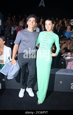 Madrid, Spagna. 12 settembre 2024. Alla prima fila della sfilata Clara Couture durante la Mercedes-Benz Fashion Week de Madrid in IFEMA, 12 settembre 2024 Spagna Antonio Quilez/Cordon Press credito: CORDON PRESS/Alamy Live News Foto Stock