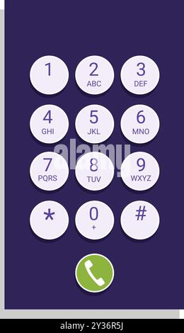 Lo smartphone visualizza una tastiera per l'immissione di un numero di telefono Illustrazione Vettoriale