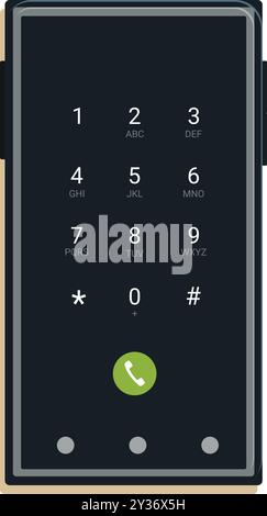 Lo smartphone moderno visualizza la schermata della tastiera delle chiamate telefoniche Illustrazione Vettoriale