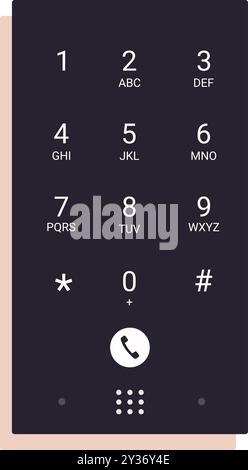 Smartphone moderno con interfaccia tastiera del telefono sullo schermo Illustrazione Vettoriale