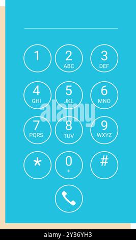 La moderna tastiera dello smartphone mostra numeri e simboli, pronti per effettuare una chiamata o digitare un messaggio Illustrazione Vettoriale
