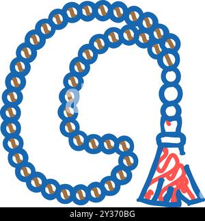 perline di preghiera icona misbaha illustrazione doodle Illustrazione Vettoriale