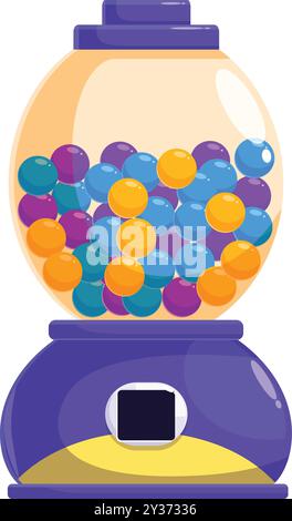 La classica macchina per la palla gommosa piena di dolcetti colorati che donano gioia e nostalgia a qualsiasi ambiente Illustrazione Vettoriale