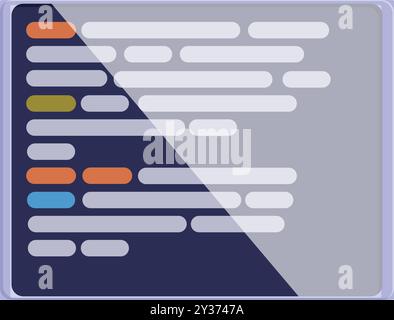 Schermo del computer che visualizza lo script di codice con errori di sintassi evidenziati per il concetto di sviluppo del software Illustrazione Vettoriale