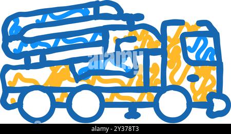 illustrazione dell'icona del veicolo per costruzioni con pompa per calcestruzzo Illustrazione Vettoriale
