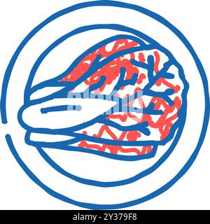 illustrazione a doodle icona della cucina coreana del cavolo kimchi Illustrazione Vettoriale