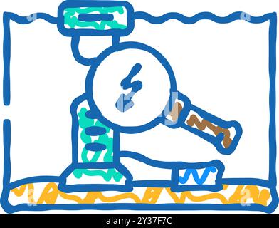 icona della ricerca sull'energia delle onde, illustrazione del doodle Illustrazione Vettoriale