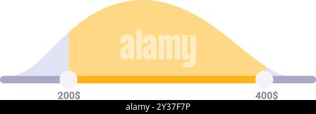 Semplice grafico della curva a campana che mostra una distribuzione normale, ideale per concetti relativi a statistiche, analisi dei dati e probabilità Illustrazione Vettoriale