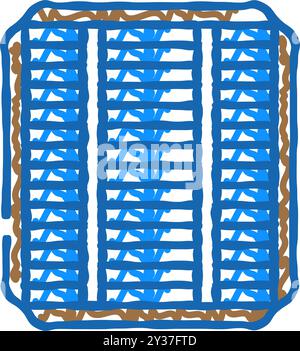 illustrazione del doodle dell'icona del pannello solare delle celle fotovoltaiche Illustrazione Vettoriale