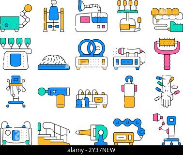Icone della raccolta di aiuti per la terapia fisica Imposta vettore Illustrazione Vettoriale