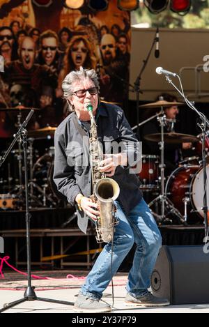 Scott Page sul palco del concerto di beneficenza Rock for Ronnie a beneficio del fondo Ronnie James Dio Stand Up and Shout Cancer. Foto Stock