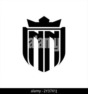 Logo NN Letter con forma a scudo all'interno dello scudo logo corona su sfondo bianco modello Foto Stock