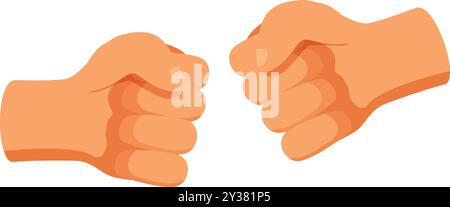 Due pugni di cartone animato che si battono a vicenda in un saluto amichevole Illustrazione Vettoriale