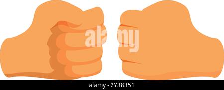 Due pugni di cartone animato si battono a vicenda come segno di rispetto e accordo Illustrazione Vettoriale